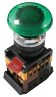 Кнопка AELA-22 грибок зеленая с подсветкой NO+NC 24В PROxima EKF