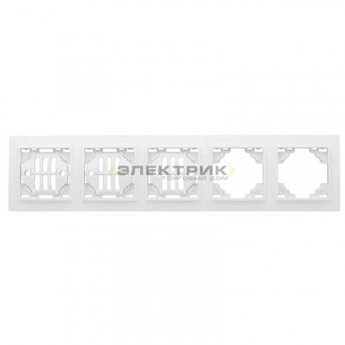 Рамка пятиместная горизонтальная белая Минск Basic EKF
