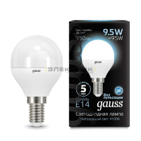 Лампа светодиодная FR G45 9.5Вт Е14 4100К 950Лм 45х85мм Gauss