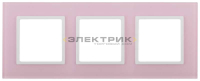 Рамка трехместная универсальная стеклянная розовый/белый 14-5103-30 Elegance ЭРА