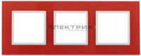 Рамка трехместная универсальная стеклянная красный/белый 14-5103-23 Elegance ЭРА