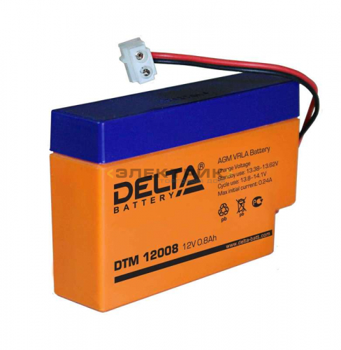 Аккумулятор 12В 0.8А.ч (96х25х62) свинцово-кислотный Delta 