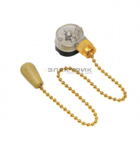 Выключатель для настенного светильника c деревянным наконечником золотой (уп.10шт) REXANT