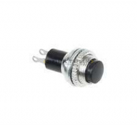 Выключатель-кнопка металл 220В 2А (2с) d10.2 черная Mini REXANT