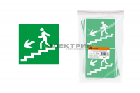 Знак "Направление к эвакуационному выходу по лестнице налево вниз" 150х150мм (кратно 10шт) TDM