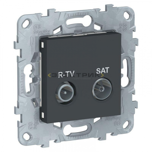 Механизм розетки двухместный оконечный R-TV/SAT антрацит UNICA NEW Schneider Electric