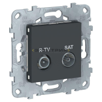 Механизм розетки двухместный R-TV/SAT антрацит UNICA NEW Schneider Electric