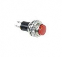 Выключатель-кнопка металл 220В 2А (2с) d10.2 красная Mini REXANT
