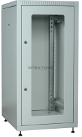Шкаф сетевой LINEA E 24U 600х800мм стеклянная передняя дверь задняя металлическая серый ITK