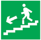 Наклейка "Направление к эвакуационному выходу по лестнице вниз" на стену 150х150мм Navigator