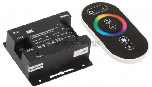 Контроллер для светодиодной ленты RGB 216Вт 6А 12В IP20 3 канала с радио-пультом черный IEK
