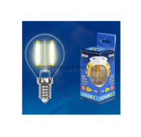 Лампа светодиодная филаментная с шаговым диммированием FL CL G45 5Вт Е14 3000К 420Лм 45х78мм Uniel