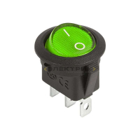 Выключатель клавишный круглый 12В 20А зеленый с подсветкой REXANT