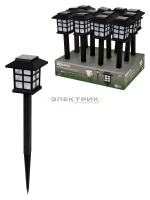 Светильник СП-336 на солнечной батарее 8,5х8,5х36см пластик, черный, ДБ IP44 (кратно 12шт) TDM