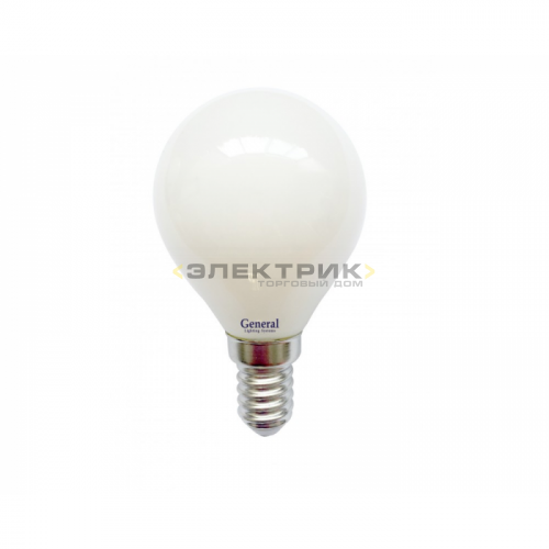 Лампа светодиодная филаментная FL FR G45 6Вт Е14 6500К 430Лм 45x78мм GENERAL