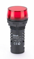 Лампа коммутационная ADDS 22мм красная LED 220В AC/DC ЛK-22 DEKraft