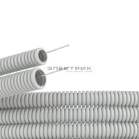 Труба гофрированная ПВХ d16мм с протяжкой серая (уп.50м) DKC