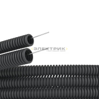 Труба ПНД гибкая гофрированная d16мм легкая с протяжкой черная (уп.25м) DKC