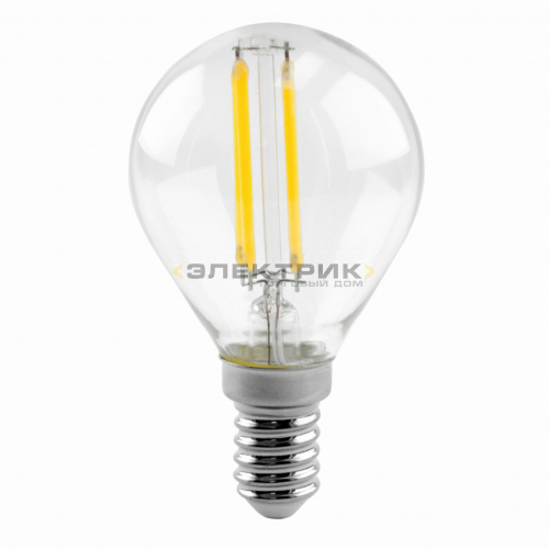 Лампа светодиодная филаментная FL CL G45 6Вт Е14 4000К 480Лм 45х78мм LEEK