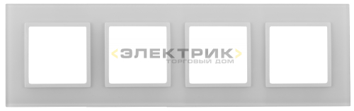 Рамка четырехместная универсальная стеклянная белый/белый Elegance 14-5104-01 ЭРА