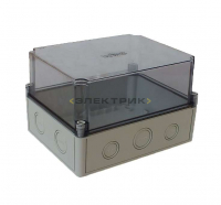 Коробка ПК высокая прозрачная крышка серая 190х140х73мм IP65 HEGEL