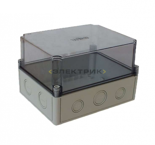 Коробка ПК высокая прозрачная крышка серая 190х140х73мм IP65 HEGEL