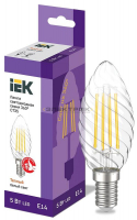 Лампа светодиодная филаментная FL CL C35 5Вт Е14 3000К 600Лм 35х97мм IEK
