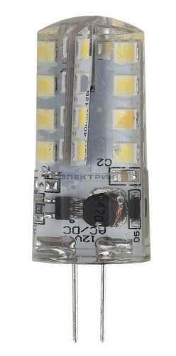 Лампа светодиодная силикон CL JC 3Вт G4 2700К 240Лм 12В 10х42мм ЭРА