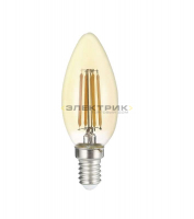 Лампа светодиодная филаментная золото PLED OMNI FL CL С35 6Вт Е14 3000К 540Лм 35х110мм JazzWay
