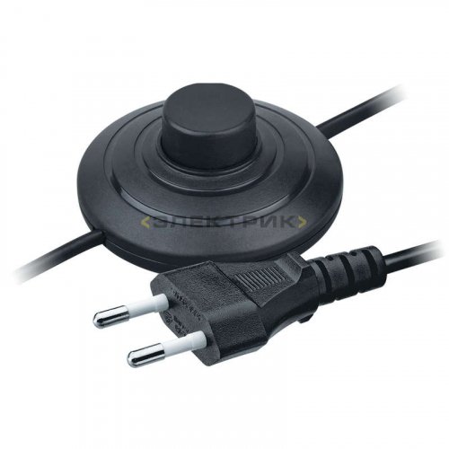 Шнур с выключателем напольным черный 1,7м 2х0,5мм Navigator