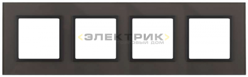 Рамка четырехместная универсальная стеклянная серый/антрацит 14-5104-32 Elegance ЭРА