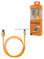 Дата-кабель ДК 14 USB-USB Type-C 1м силиконовая оплетка оранжевый TDM