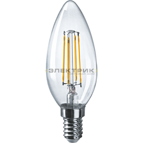 Лампа светодиодная филаментная FL CL С35 6Вт Е14 2700К 650Лм 35х98мм Navigator