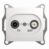 Механизм розетки двухместный оконечный TV+SAT 1дБ белый GLOSSA Systeme Electric