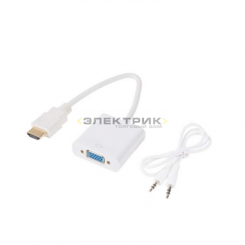 Переходник штекер HDMI-гнездо VGA провод + шнур стерео 3.5мм REXANT