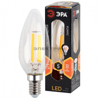 Лампа светодиодная филаментная F-LED FL CL С35 5Вт Е14 2700К 515Лм 35х110мм ЭРА