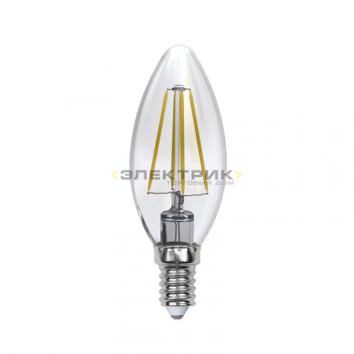 Лампа светодиодная диммируемая филаментная FL CL C35 5Вт Е14 4000К 450Лм 35х100мм Uniel