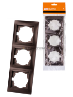 Рамка трехместная вертикальная шоколад Лама (кратно 15шт) TDM