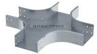 Ответвитель для лотка X-образный 80х400мм 0.8мм нержавеющая сталь AISI 304 в комплекте с крепежными 