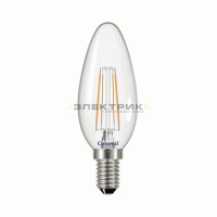 Лампа светодиодная филаментная диммируемая FL CL C37 8Вт Е14 4500К 570Лм 35х98мм GENERAL