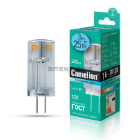 Лампа светодиодная CL JC 3Вт G4 4500К 245Лм 12В 11х32мм Camelion