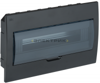 Корпус пластиковый встраиваемый ЩРВ-П-18 модулей IP41 черный IEK