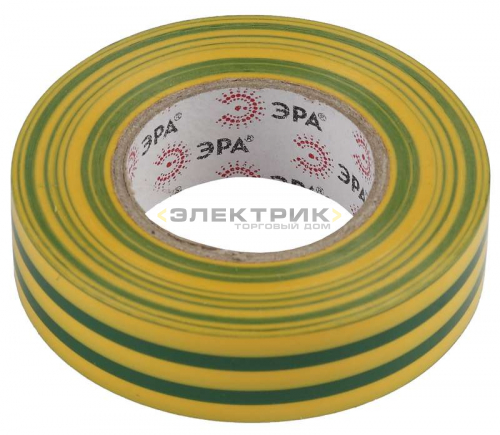 Изолента ПВХ 0,15х15мм 20м желто-зеленая ЭРА