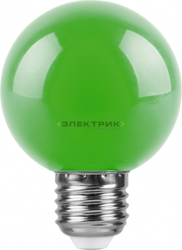 Лампа светодиодная зеленая LB-371 FR G60 3Вт Е27 60х84мм FERON