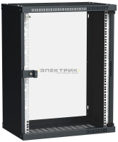 Шкаф телекоммуникационный LINEA WE 15U 550x350мм дверь стекло черный ITK
