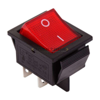Выключатель клавишный 250В 20А (4с) красный с подсветкой REXANT
