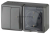 Блок комбинированный горизонтальный розетка+выключатель двухклавишный 11-7402-03 серый 16А IP54 Эксп