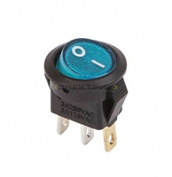 Выключатель клавишный круглый 250В 3А (3с) синий с подсветкой Micro REXANT