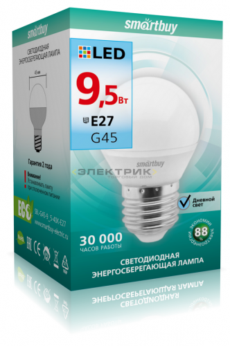 Лампа светодиодная FR G45 9.5Вт Е27 4000К 760Лм 45х80мм Smartbuy