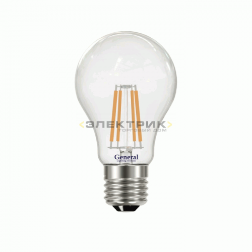 Лампа светодиодная филаментная диммируемая FL CL A60 13Вт Е27 2700К 920Лм 60х105мм GENERAL